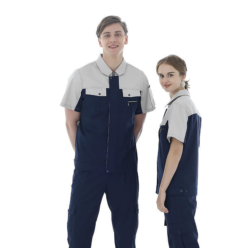 夏季短袖工作服工裝上裝男女勞保服定制修理廠車(chē)間勞保工作服上衣