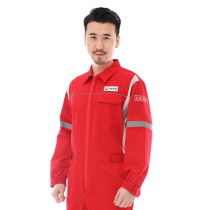 盈通紡織防靜電連體工作服中石油定制款防靜電工裝